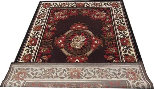 Image of Soft Premium Brown Carpet 5x7 ft - Washable, Anti-Skid, Fade-Resistant Acrylic Rug for Living Room, Hall, Bedroom, Modern Decor