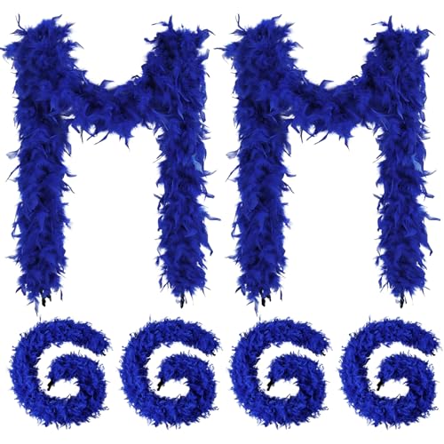 Easter Boa Deco 6Pcs Feather Boas Bulk 45g 2 Yards Each for Mardi Gras Costume Dance Performance Party Decorations Masquerade Soft Fluffy Feather GarlandAqua Blue