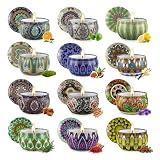 Velas Perfumadas Juego de 12 piezas Vela Aromática Regalo de Velas de Aromaterapia Cera de Soja Natural Vela de Viaje Adecuado para Yoga Baño Dormitorio