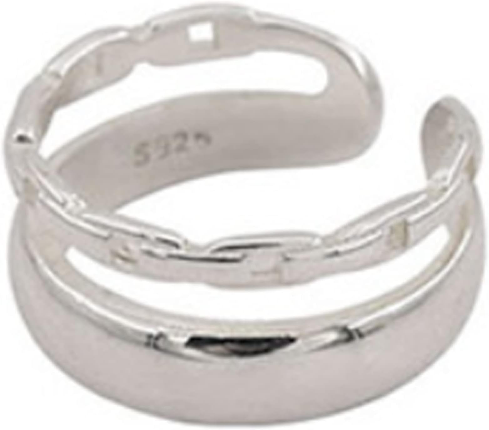 Dual Simple Silver Ring - Sterling Silver Luxury Friendship Ring - Bold Layered Women's Ring