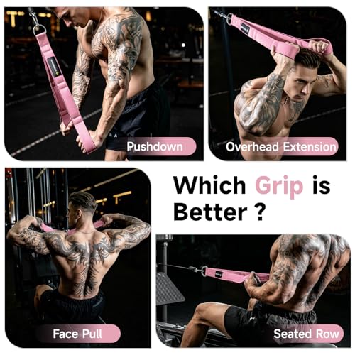 Image of MANUEKLEAR 24-Inch 3-Grip Tricep Rope Cable Attachment for Gym Greater ROM