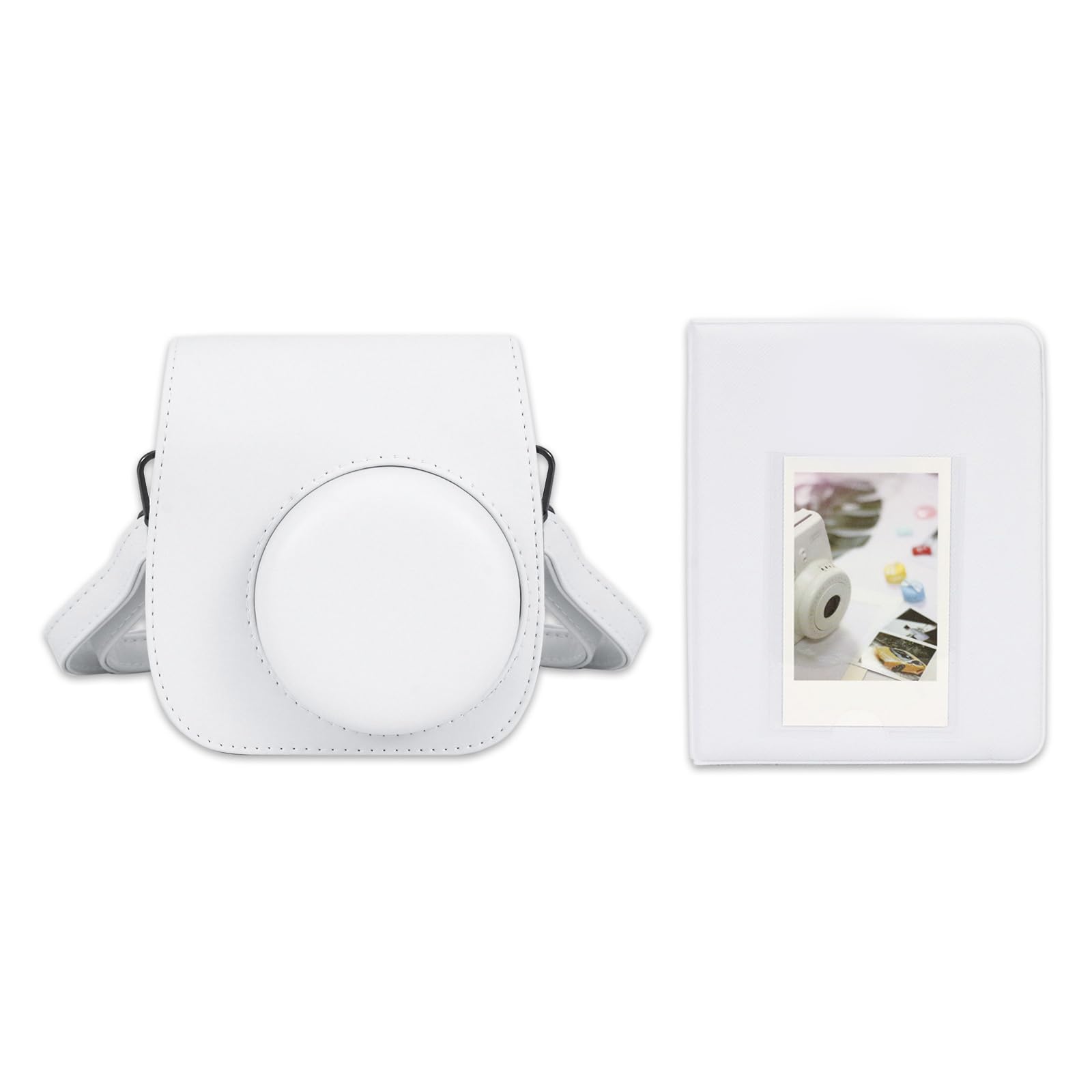 Frankmate Custodia Per Fujifilm Instax Mini 12/11/9/8 – Pelle PU, 64 Tasche Per Foto E Tracolla Regolabile, Blu Pastello
