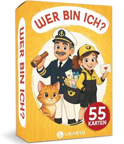 LIKARTO Wer Bin ich? Spiel für Kinder ab 5 Jahren - Familienspiel, Lernspiel & Reisespiel - Perfekte Beschäftigung für Autofahrt & Reisen - Geschenk für Mädchen & Jungen