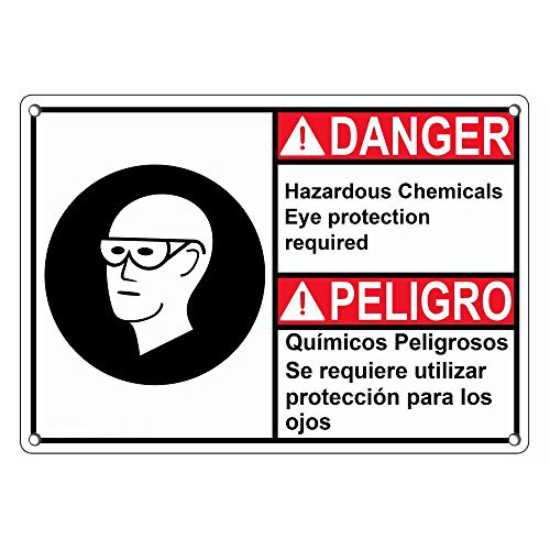 Weatherproof Plastic ANSI Danger Hazardous Chemicals Eye Protection