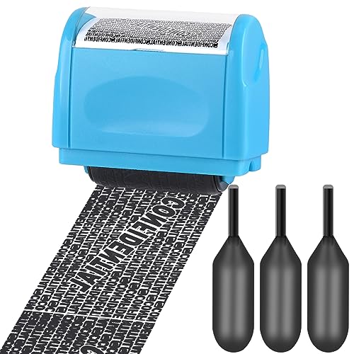 Xnourney Wide Data Defender Roller Stamp Identity Theft Protection Roller Stamp Confidential Address Blocker with 3 Refills Information Blocker for Privacy ID Address Security