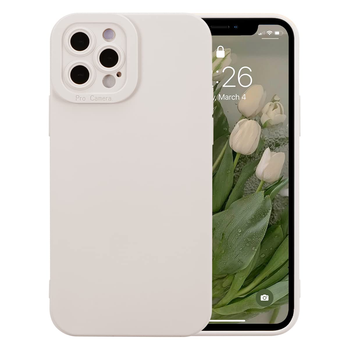 DEFBSC Compatible with iPhone 13 Pro Case, Liquid Silicone Case, Camera Protective Phone Case, Gel Rubber Full Body Protection Anti-Shock Cover Drop Protection Case, White