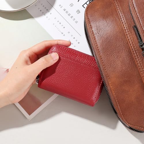 Image of SENDEFN RFID Credit Card Holder for Women Small Leather Zipper Card Case Wallet 15 Slots