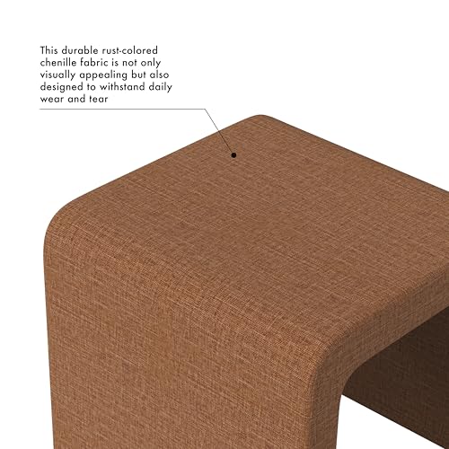 Image of HomePop 22 inch Modern Arch Chenille Ottoman - Orange Rust