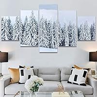 SIGNWIN 5 Panel Canvas Wall Art Modern Art Forest Multicolor Photography Relax/Calm Romantics Scenic for Home Decorations Ready to Hang - 60