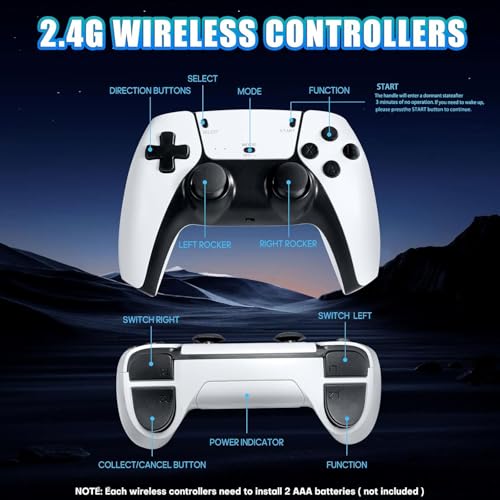 Video Game Console with 20,000+ Games, Retro Game Console, Dual 2.4G Wireless Controllers, Plug & Play, HDMI Output, Family Entertainment System (Ivory White) - Image 6
