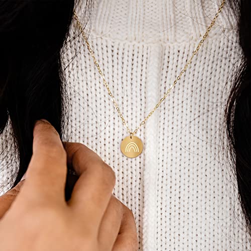 Zen & Zuri Rainbow Gold Filled Round Disc Dainty Necklace, Mother's Day Gift, Mom-to-be, Miracle Baby, Miscarriage2