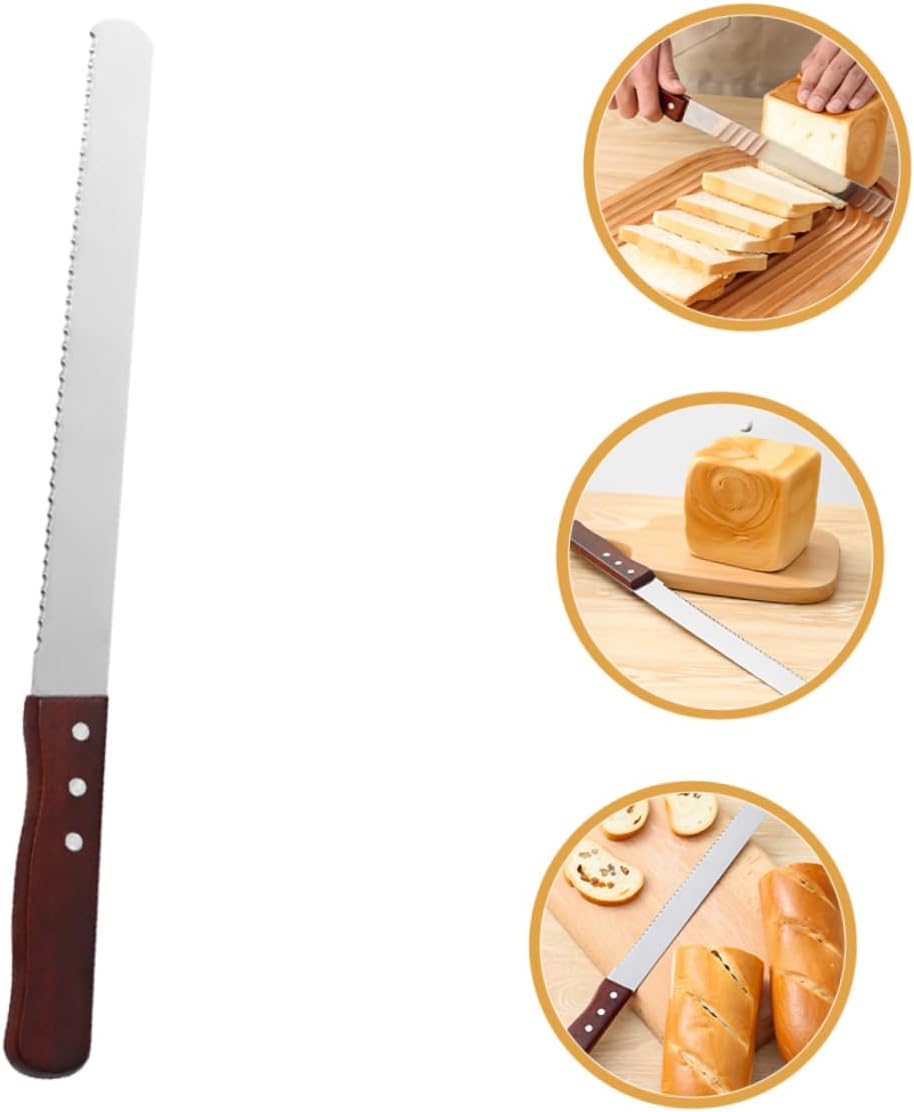 Wooden Stainless Steel Bread Cutter for Kitchen Use, Brown Slice Tool