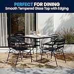 Flash Furniture 5-Piece Patio Dining Set with 31.5" Square Glass Metal Table and 4 Stackable Slat Back Chairs, Indoor/Outdoor Bistro Set, Black - Image 5
