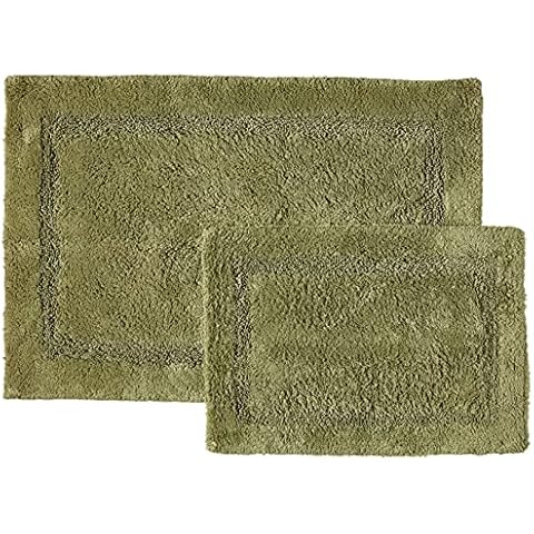Saffron Fabs SFBR1412SET Bathroom Rug in Sage Green, 34" x 21" Plus 24" x 17", 2 Count Cover