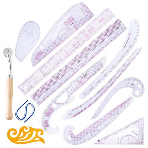 Kit règle courbe française 13 pièces pour corriger vos patrons et réussir la coupe de tissu