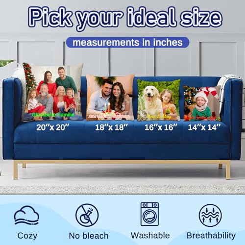 JONZIN Kissen mit Foto Bedrucken Lassen - Selbst Gestalten Kissen Personalisiert Doppelseitiger FotoKissen-Bezug 100% Polyester Personalisierte Geschenke Mann Frau (40 × 40 cm)