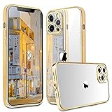 Compatible with iPhone 12 Pro Max Case, peafowl Clear Slim Soft Full Coverage Protective TPU Silicone Cell Case with 10 Color (Gold)