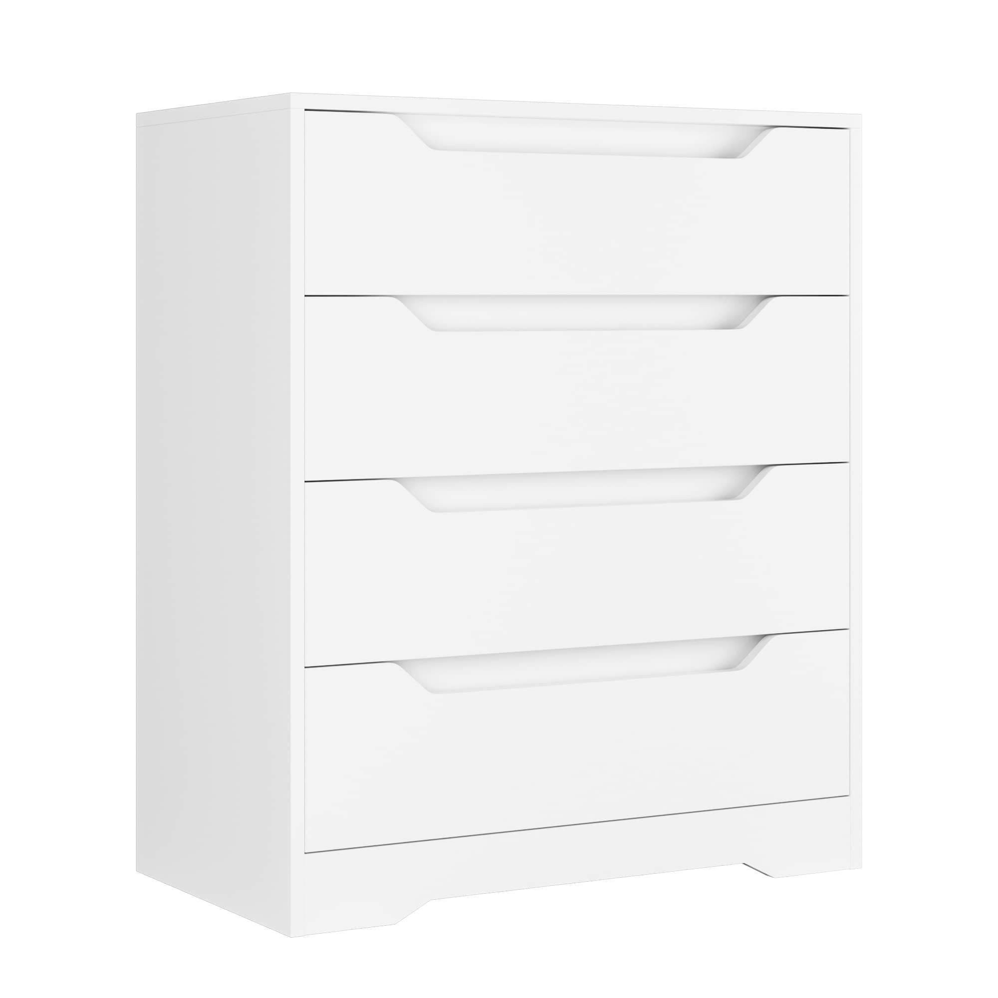 HOCSOK Chest of Drawers, Wooden Bedroom Cabinet with 4 Drawers, Storage Dresser for Bedroom, Living room, 69x39x82 cm (White)