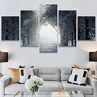SIGNWIN 5 Panel Canvas Wall Art Winter Trees for Home Decorations Ready to Hang - 60