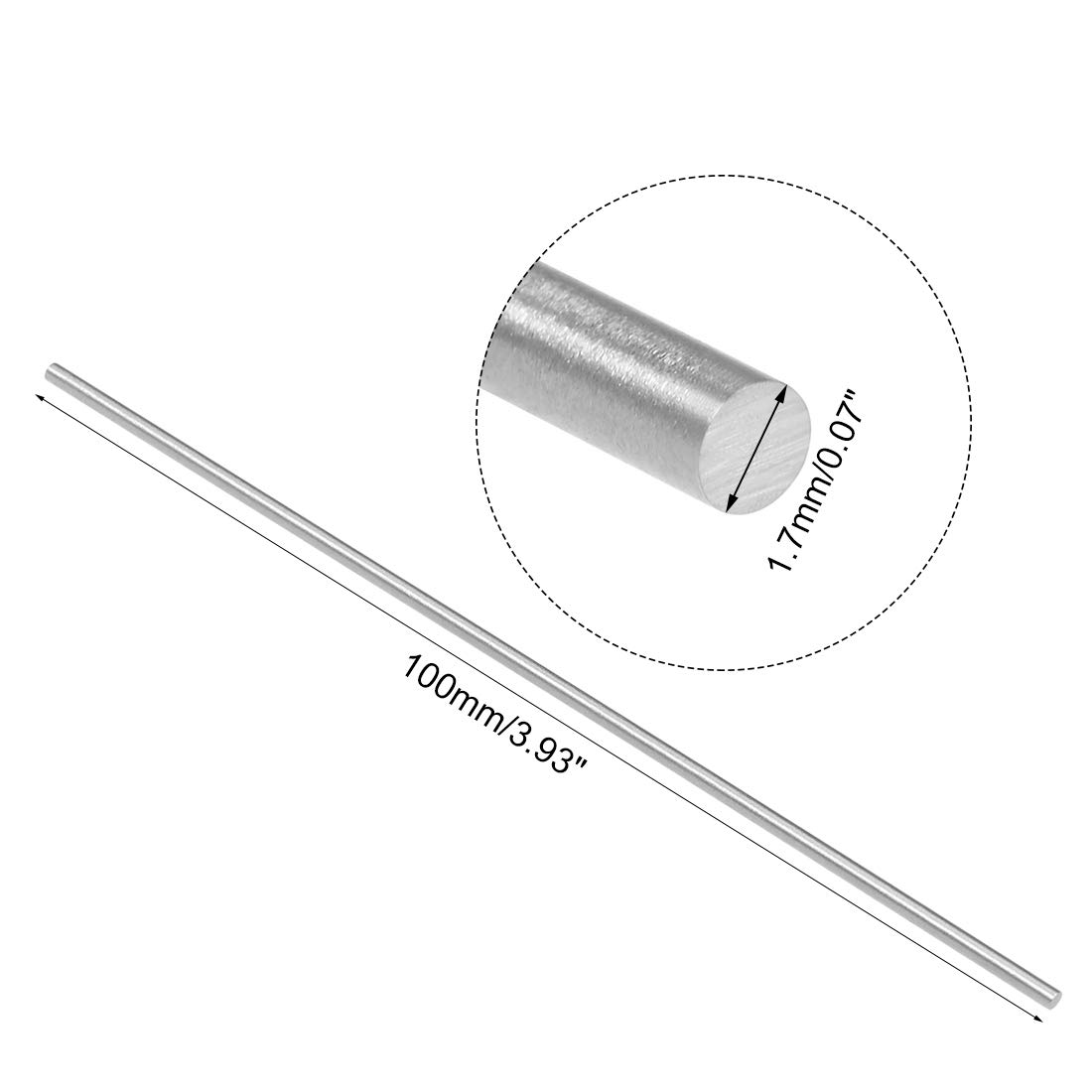 High Speed Steel Rods - 20pcs 1.7mm x 100mm for DIY Crafts -2