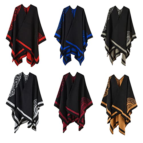 SUWIAKLALL Poncho engrossado inverno moda manto manta acessório xale, cáqui