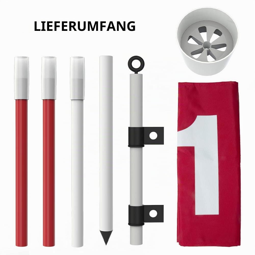 THIODOON Golf-Flagge, Golflöcher und Flaggen für Garten, Innenhof, Putting-Green, Golf-Lochbecher und Flagge für Putting-Übungen, 5-teiliges Design mit Anschlüssen (Flag Stick Set, 1 Pack)