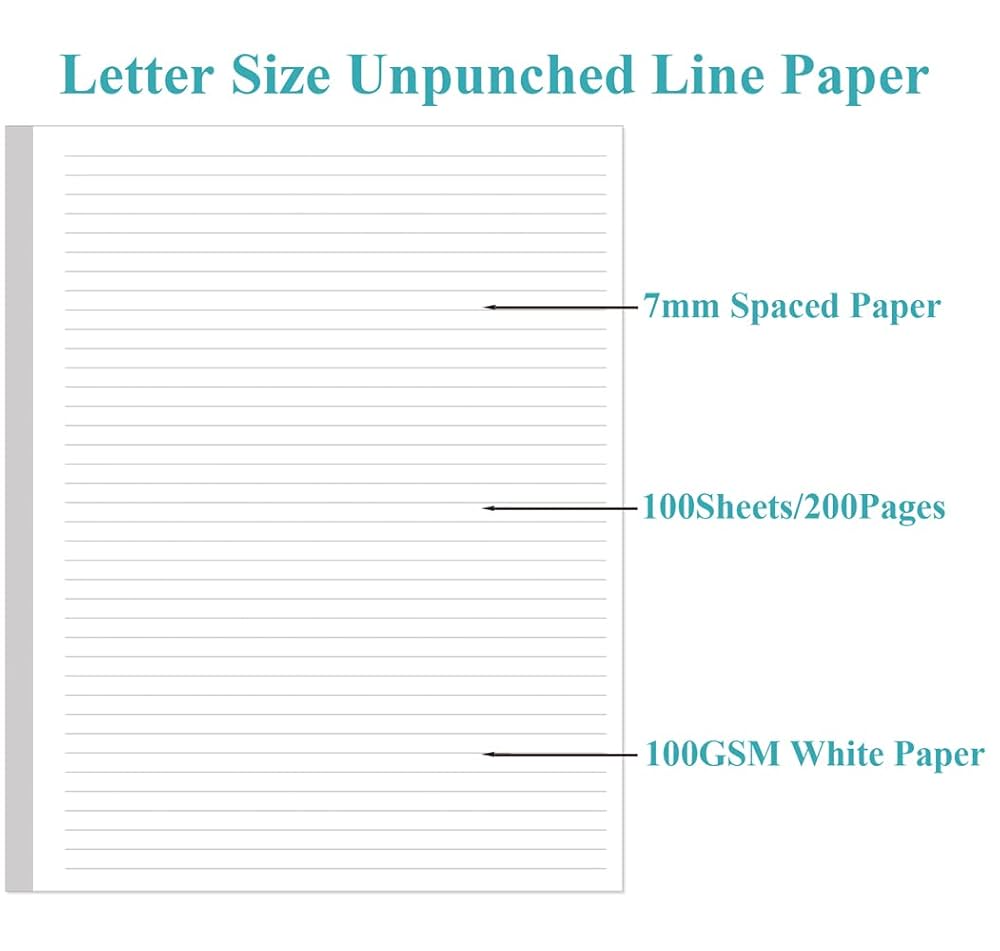 ZGMJ Unpunched Lined Paper, Ruled Filler Paper, 100Sheets / 200Pages Loose-Leaf Paper, 100gsm White Paper, 8.5'' x 11'' : Buy Online at Best Price in KSA - Souq is now Amazon.sa: Office zgmj-unpunched-lined-paper-ruled-filler-paper-100sheets-200pages-loose-leaf-paper-100gsm-white-paper-8-5-x-11-buy-online-at-best-price-in-ksa-souq-is-now-amazon-sa-office