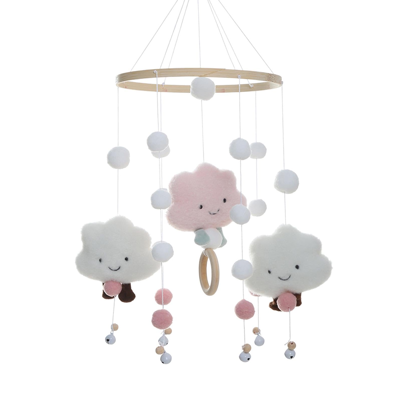 Baby Rotating Bed Mobile Wind Chime Rattle Toy New-Born Nursery Hanging Bed Bell Baby Cot Crib Mobile Baby Cot Toys Baby Musical Crib Mobile Bed Bell Toys Wooden Ornament for Baby Girls