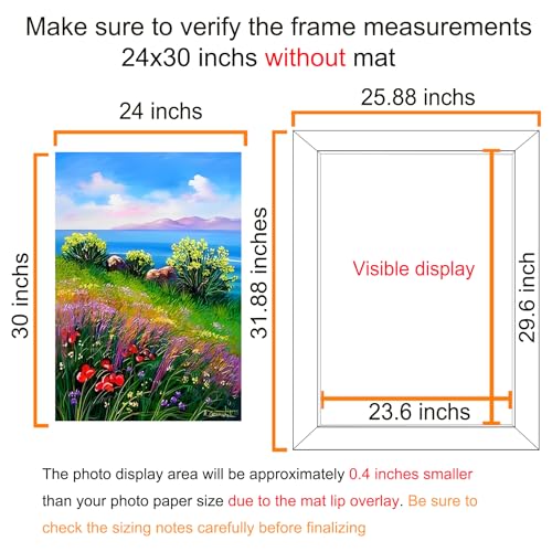 Image of BESCRCL 24x30 Picture Frame Brown, Poster Frames Wall Hanging, Display Pictures 24 x 30 without Mat, 1 Pack