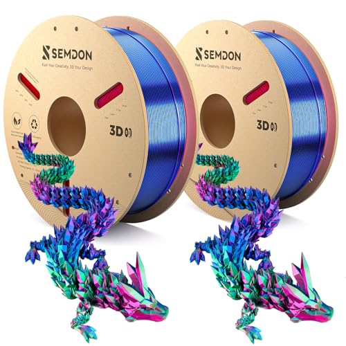 2026 New PLA Filament, SEMDON Multicolor Coextrusion 3D Printer Filament, Dimensional Accuracy +/- 0.02mm (2 * 1kg Red Blue Green) — view 4