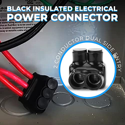 Ohlectric Black Insulated Connector - Dual Entry, 2 Port, 4-14 Awg, Slotted Allen Hex - Pre-Filled With Oxide Inhibitor For Easy Use - Rubber Vinyl Coating, 6061-T6 Aluminum Cu9Al - (4 Pack) Ol-76671 #TOP3