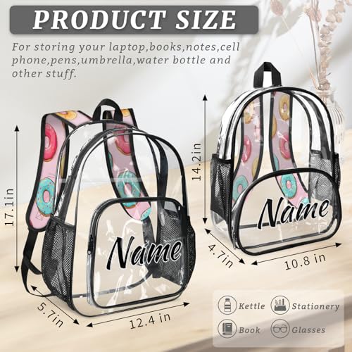 Personalized Cupcake Donut Clear Large Backpack for Stadium Events Custom Dessert Food Theme Transparent Backpacks PVC Plastic See Through Clear Bag for Concerts Festival Travel3