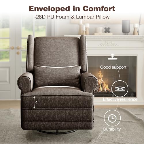 Sillón reclinable giratorio peluche Marrón miniatura 5