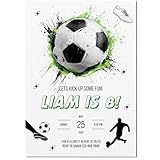 Personalized Football Soccer Birthday Party Invitation for Boy, Electronic Sports Theme 5x7, Perfect for 8th or Any Age, Custom Name, Date and Time, Printed Flat Cards with Envelopes Included