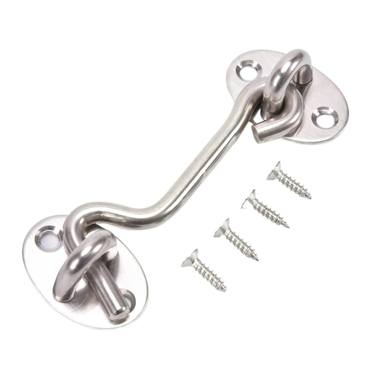 Zntihz One Color 4Pcs 3/4/6/8/10/12/14/16Inch Cabin Hook With 4 Screws Stainless Steel Window Silver Household Hardware Accessories For Wooden Doors,Windows(10Inch)