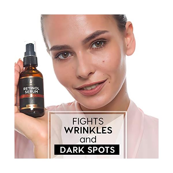 Retinol-serum-for-face-2oz-with-Hyaluronic-Acid-Vitamin-A-and-E-Aloe-Vera-Anti-aging-moisturizer-Fade-Dark-Spots-Clinical-Strength-Formula-by-InstaSkinCare InstaSkincare DOUBLE SIZED (2Oz) Retinol Serum for Face with Hyaluronic Acid + Vitamin E and A + Aloe Vera Anti-Aging Serum Pore Tightener Fade Dark Spots Clinical Strength Formula