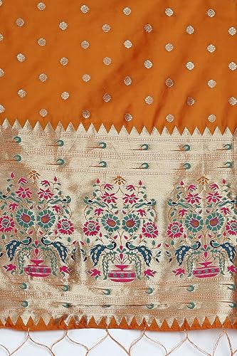 Image of DEVANGI Women's Woven Banarasi Silk Dupatta /Chunni For Women, Floral Print 1 Meter Wide and 2.3 Meter Length Printed Designer Dupatta /Chunni For Girls