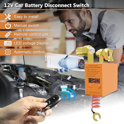 Image of Remote Battery Disconnect Switch 12v, 240A, DZSSCY Upgrade Smart Voltage Car Kill Switch Anti-Theft, Prevent Battery Drain, Remote Battery Kill Switch for Car, Truck, RV (Digital Display)