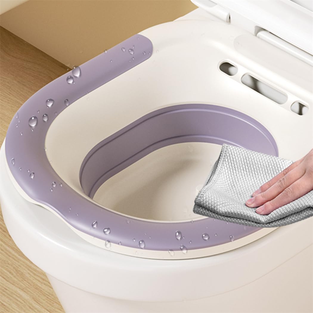 Bain de Siège Bidet Portable pour Hémorroïdes Siège de Toilette pour Soins Postpartum Pliable Sitz Bain Bassin Bain de Siege Toilette Intime Adapté aux Toilettes Standard