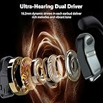 Open Ear Earbuds Ear Buds Bluetooth Headphones Wireless 80Hrs Playtime, Over Ear Sports Earbuds with Earhook & Zipper Case, 16.2mm Stereo Sound for Running/Gym, Lanyard Design Black - Image 4