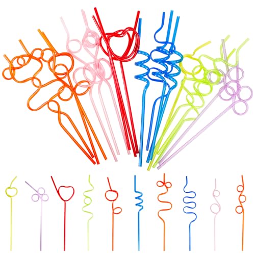Cabaubl 100Pcs Crazy Straws Colorful Silly Straws