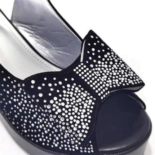 Chaussures à talons carrés et sac de luxe ornés de strass