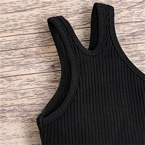 Toddler Girls Tank Tops Solid Ribbed One Shoulder Crop Tops Baby Tees Sleeveless Cotton Athletic Sports Dance Undershirt3