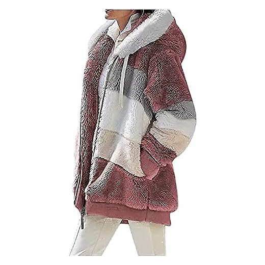 Damjacka plyschjacka Dam vinterjacka Kort kappa Varm kofta Huvjacka med fickor Vinterjacka (Color : Red, Size : M)
