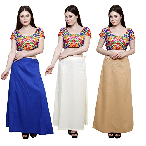 Image of Pistaa combo of 3 Women's Cotton Best Indian Readymade Inskirt Saree petticoats