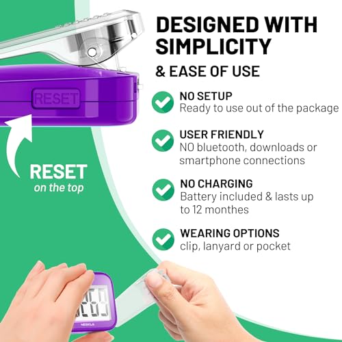 Image of 3D Pedometer for Walking, Simple Step Counter with Large Digital Display, Step Tracker with Removable Clip Lanyard, Accurately Track Steps for Men Women Kids Adults Seniors