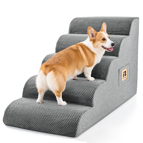 IFNOW 5-Step Dog & Cat Stairs, 19.7" Grey