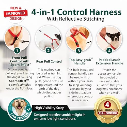 Ultimate Control Dog Harness Large Sized Dog, Red Nylon Large Dog Harness with Detachable Accessory Handle & Leash Extension, No Pull Dog Harness Large Sized Provides by Sporn - Thumbnail 3