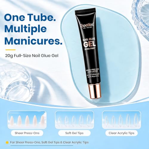 Image of Beetles 20g UV Nail Glue, Hands-Free Soft Nail Tips Glue, HEMA Free, 1 Pack