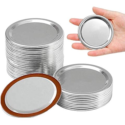 L PATTERN 48pcs Wide Mouth Mason Canning Lids Mason Jar Lids Jar Tops Split-Type Canning Lids Compatible with Wide Mouth Mason Jar Cover